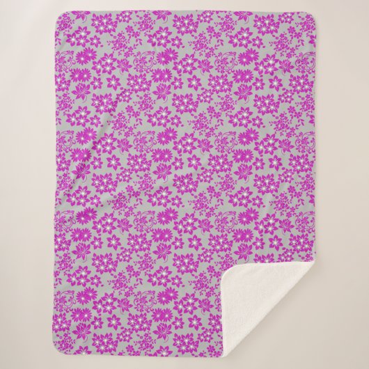 Blumenmuster D02.pink.b Gray BG Sherpadecke (Vorderseite)