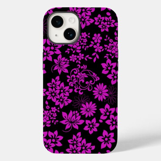 Blumenmuster D02.pink.b Schwarzes BG Case-Mate iPhone Hülle (Rückseite)