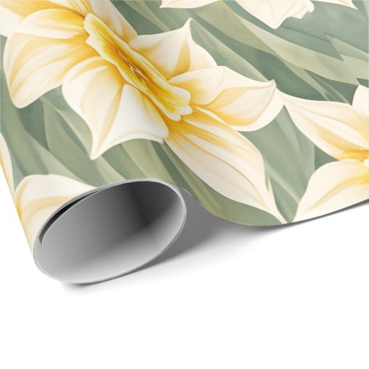 Blumenmuster Daffodische Blume Geschenkpapier (Rolleneckpunkt)
