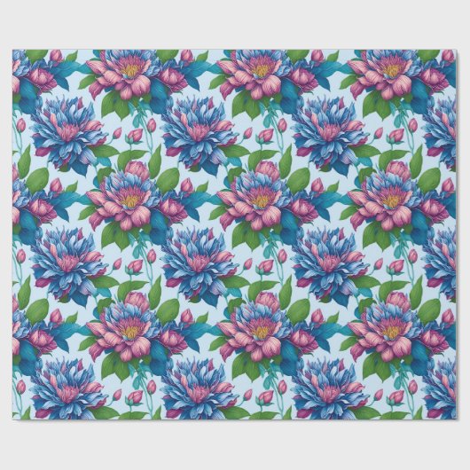 Blumenmuster: Dahlienzauber -  Geschenkpapier (Flach)