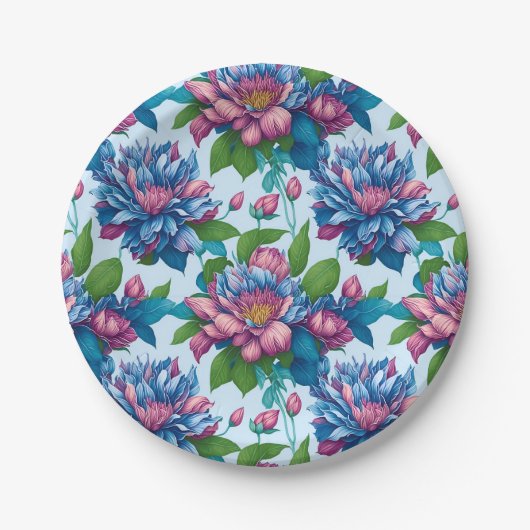 Blumenmuster: Dahlienzauber - Pappteller (Vorderseite)