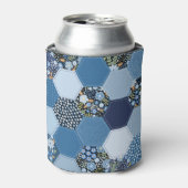 Blumenmuster, Denim Patchwork: blaues Muster. Dosenkühler (Kanne Vorderseite)
