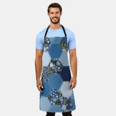 Blumenmuster, Denim Patchwork: blaues Muster. Schürze (Getragen)