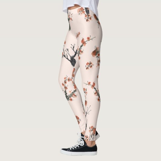 Blumenmuster der asiatischen Wasserfarbe Leggings (Links)