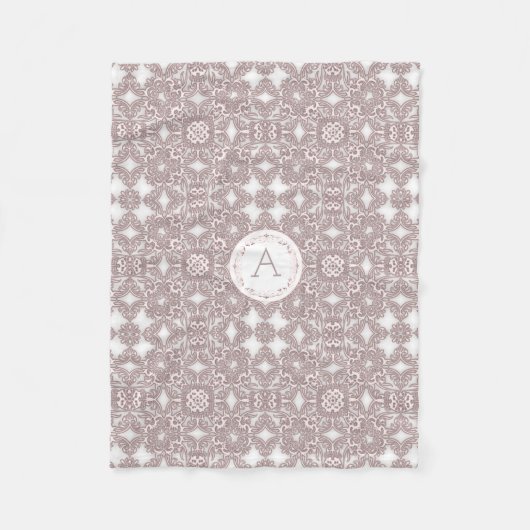 Blumenmuster der barocken Art. Monogramm Fleecedecke (Vorderseite)