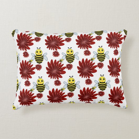 Blumenmuster der Bienen Dekokissen (Vorderseite)