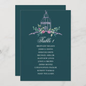 Blumenmuster der Birdcage. Aquamarine Hochzeitsfei Einladung (Vorne/Hinten)