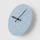 Blumenmuster der blauen Blume - Wall Clock Runde Wanduhr (Winkel)