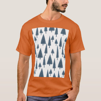 Blumenmuster der blauen Fichtenbäume im Winter T-Shirt