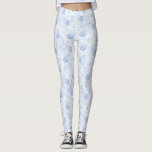 Blumenmuster der blauen Rose Leggings<br><div class="desc">Diese Leggings mit Blumenmotiven zeichnen sich durch eine blaue Rose aus,  die im Hintergrund mit einem BlattDamast bedruckt ist. Entworfen von weltberühmten Künstler ©Tim Coffey.</div>