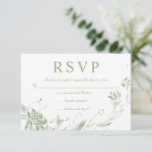 Blumenmuster der Blume "Grüne Linie" RSVP Karte (Stehend Vorderseite)