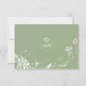 Blumenmuster der Blume "Grüne Linie" RSVP Karte (Rückseite)