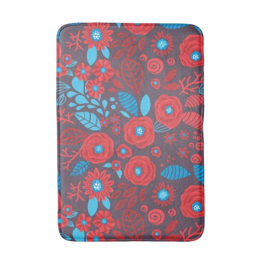 Blumenmuster der Doodle Badematte (Vorderseite Vertikal)