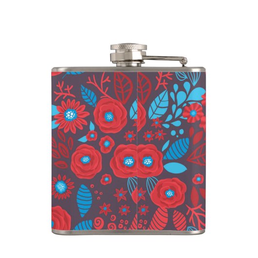 Blumenmuster der Doodle Flachmann (Rückseite)