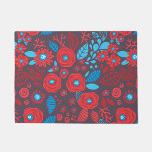 Blumenmuster der Doodle Fußmatte