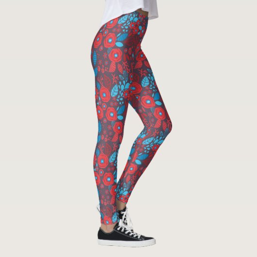 Blumenmuster der Doodle Leggings (Rechts)