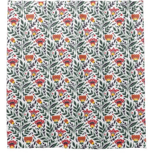 Blumenmuster der Folklorekunst Duschvorhang (Vorderseite)
