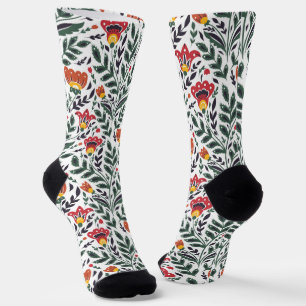 Blumenmuster der Folklorekunst Socken
