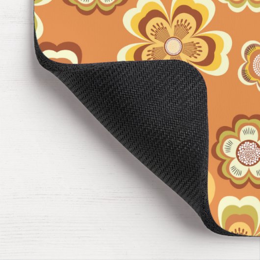 Blumenmuster der orange und braunen Siebziger Mousepad (Ecke)