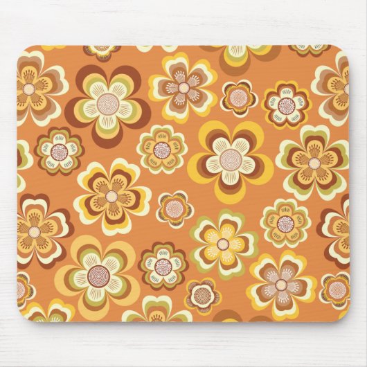 Blumenmuster der orange und braunen Siebziger Mousepad (Vorne)