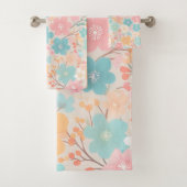 Blumenmuster der Pastelfeder 03 Badhandtuch Set (Insitu)