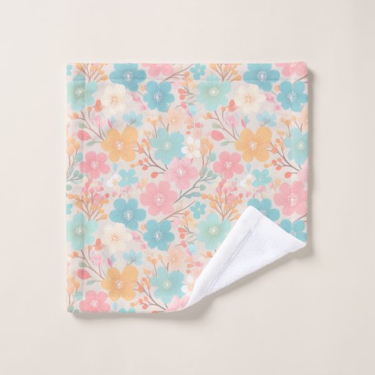 Blumenmuster der Pastelfeder 03 Badhandtuch Set (Waschlappen)