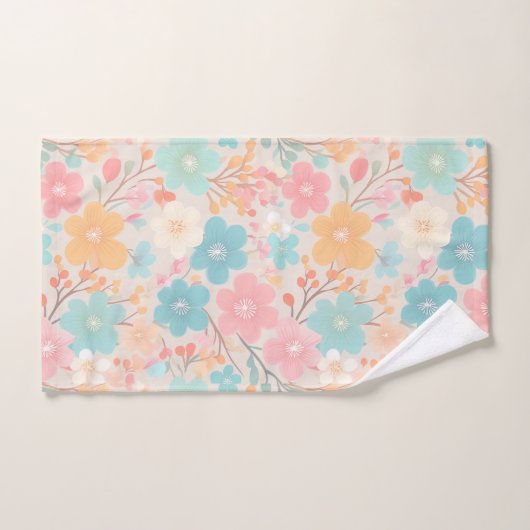 Blumenmuster der Pastelfeder 03 Badhandtuch Set (Handtuch)
