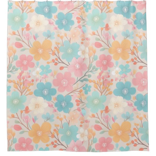 Blumenmuster der Pastelfeder 03 Duschvorhang (Vorderseite)