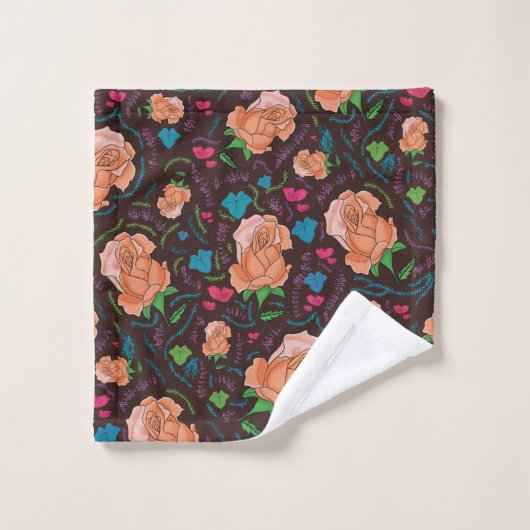 Blumenmuster der Rose Badhandtuch Set (Waschlappen)