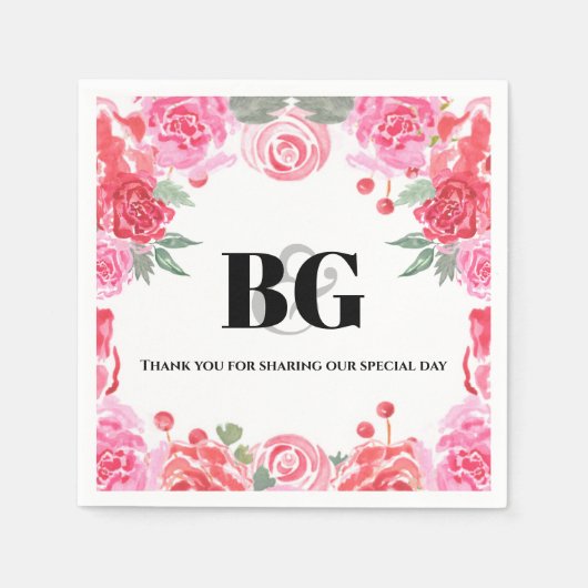 Blumenmuster der Rose Serviette (Vorderseite)