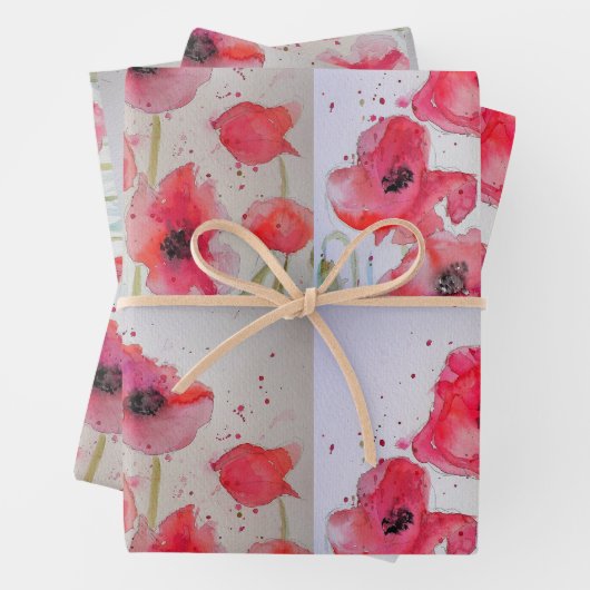 Blumenmuster der roten Mohnblume, Muster für die B Geschenkpapier Set (Beispiel)