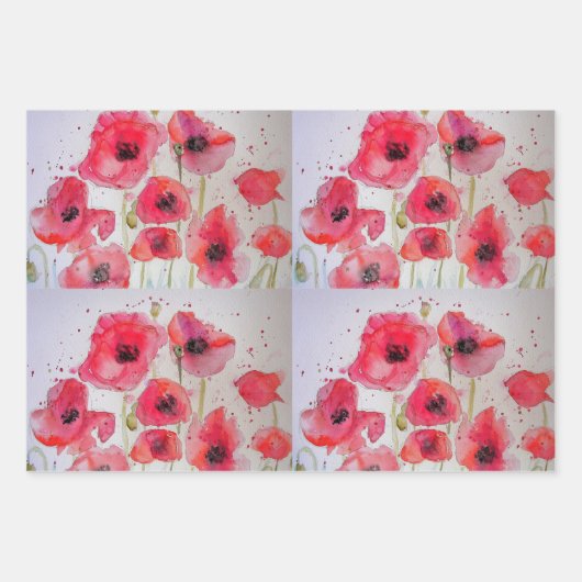 Blumenmuster der roten Mohnblume, Muster für die B Geschenkpapier Set (Vorderseite)