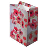 Blumenmuster der roten Mohnblume, Muster für die B Mittlere Geschenktüte (Rückseite Schrägansicht)