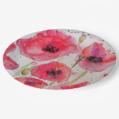 Blumenmuster der roten Mohnblume, Muster für die B Pappteller (Schrägansicht)