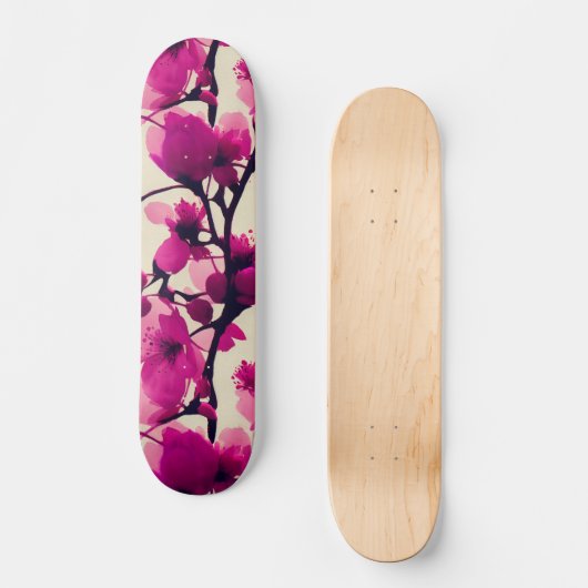 Blumenmuster der Süßkirsche Skateboard (Vorderseite)