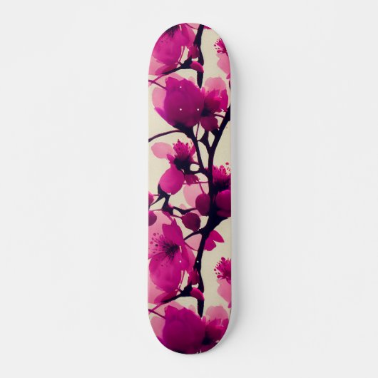 Blumenmuster der Süßkirsche Skateboard (Vorne)