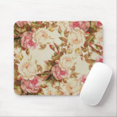 Blumenmuster der Vintagen rosa weißen braunen Mousepad (Mit Mouse)