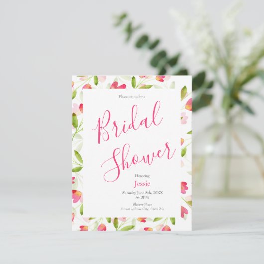 Blumenmuster der Wasserfarbe Einladung (Stehend Vorderseite)