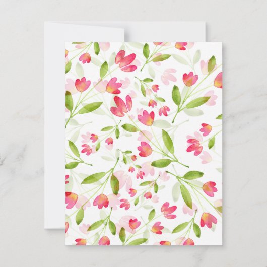 Blumenmuster der Wasserfarbe Einladung (Rückseite)