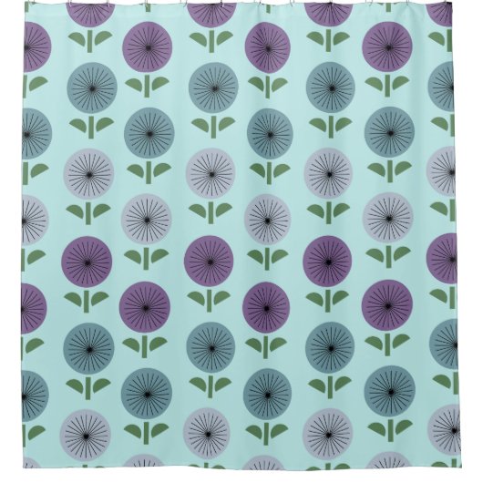 Blumenmuster des Atomzeitalters Duschvorhang (Vorderseite)