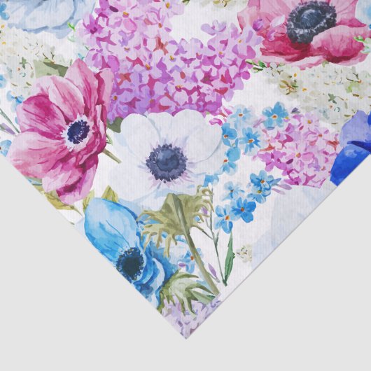 Blumenmuster des blauen lila handgemalten seidenpapier (Ausschnitt)