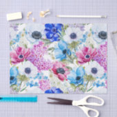 Blumenmuster des blauen lila handgemalten seidenpapier (Handwerk)