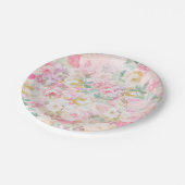 Blumenmuster des schicken Retro rosa weißen Pappteller (Schrägansicht)