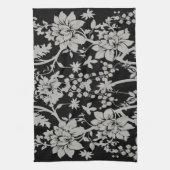 Blumenmuster des schwarzen und silbernen Staubes Geschirrtuch (Vertikal)