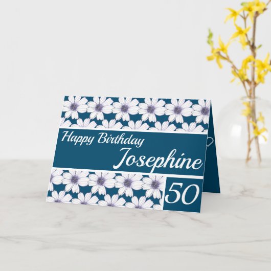 Blumenmuster-Design Blue Birthday Karte (Gelbe Blume)