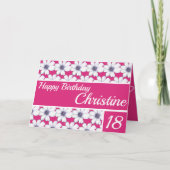 Blumenmuster-Design Fuscia Pink Geburtstag Karte (Vorderseite)