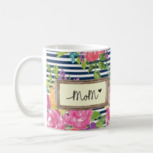 Blumenmuster-Design mit Mama und Blume Kaffeetasse