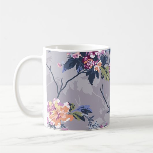 Blumenmuster-Design-Textil-Illustrationskunst, Hin Kaffeetasse (Links)
