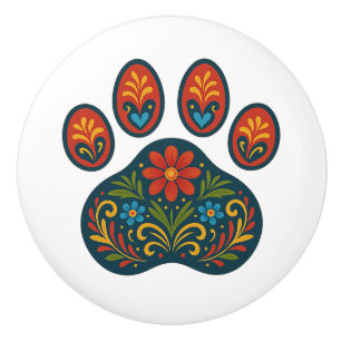Blumenmuster DruckFolk Art Design Keramik Knock Keramikknauf