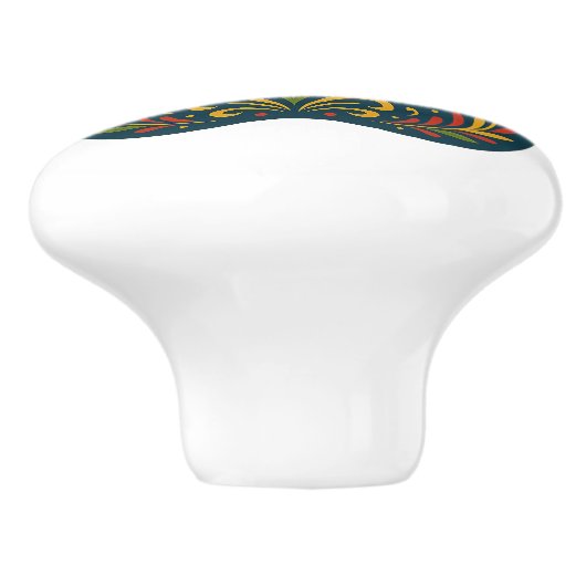 Blumenmuster DruckFolk Art Design Keramik Knock Keramikknauf (Seitenansicht)